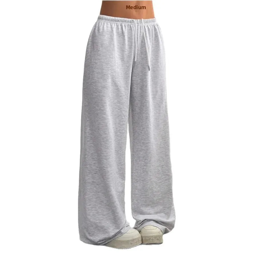 Dames Sweatpants Wide Leg met Elastische Taille en Trekkoord Lichtgrijs