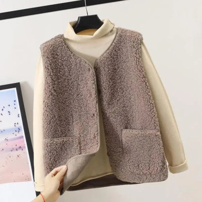 Dames Teddy Gilet met Zakken en Losse Pasvorm