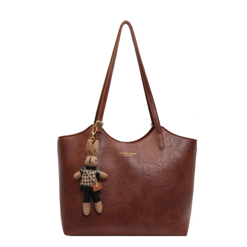 Dames Tote Bag met Ritssluiting en Decoratief Sleutelhanger