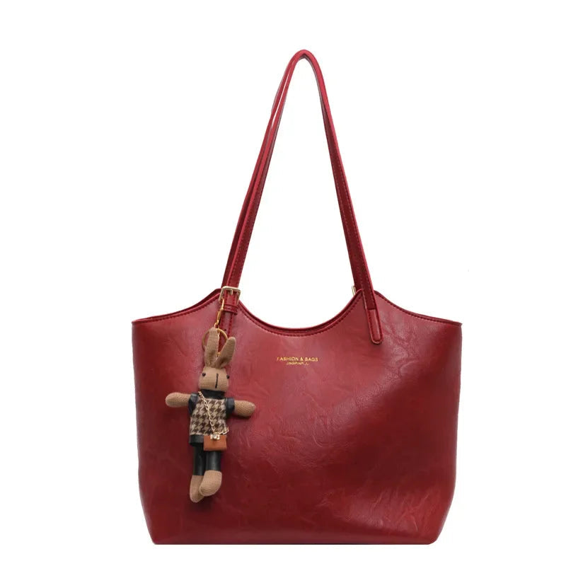 Dames Tote Bag met Ritssluiting en Decoratief Sleutelhanger