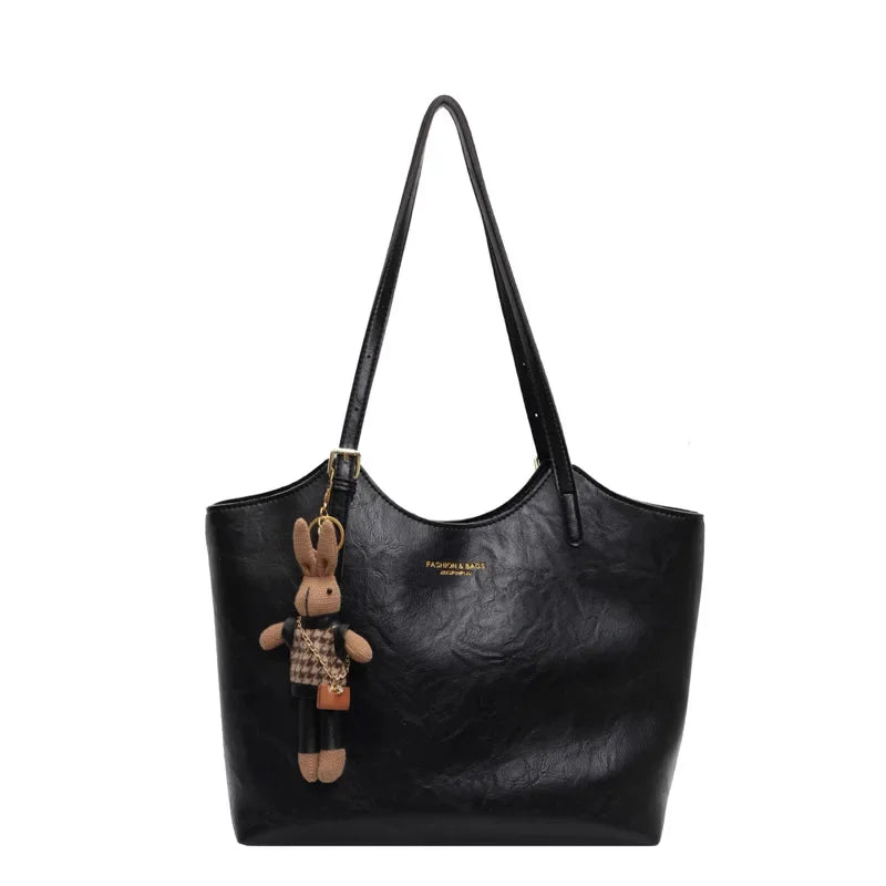 Dames Tote Bag met Ritssluiting en Decoratief Sleutelhanger