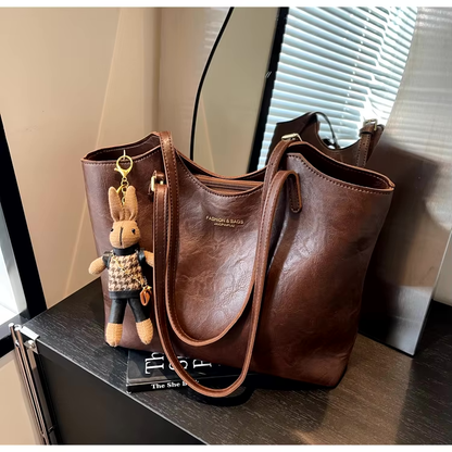 Dames Tote Bag met Ritssluiting en Decoratief Sleutelhanger