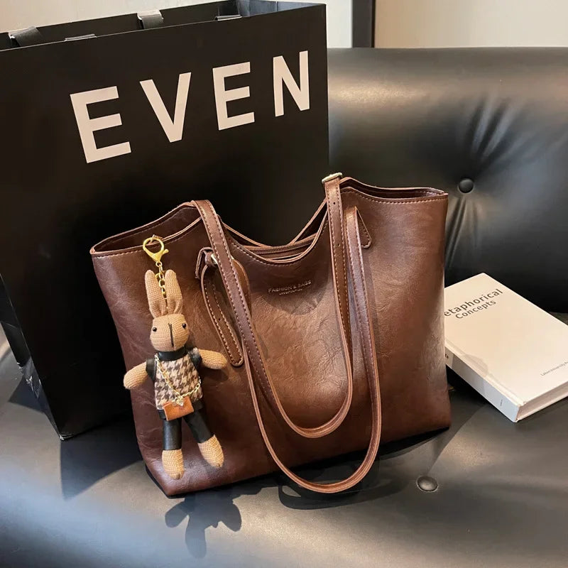 Dames Tote Bag met Ritssluiting en Decoratief Sleutelhanger