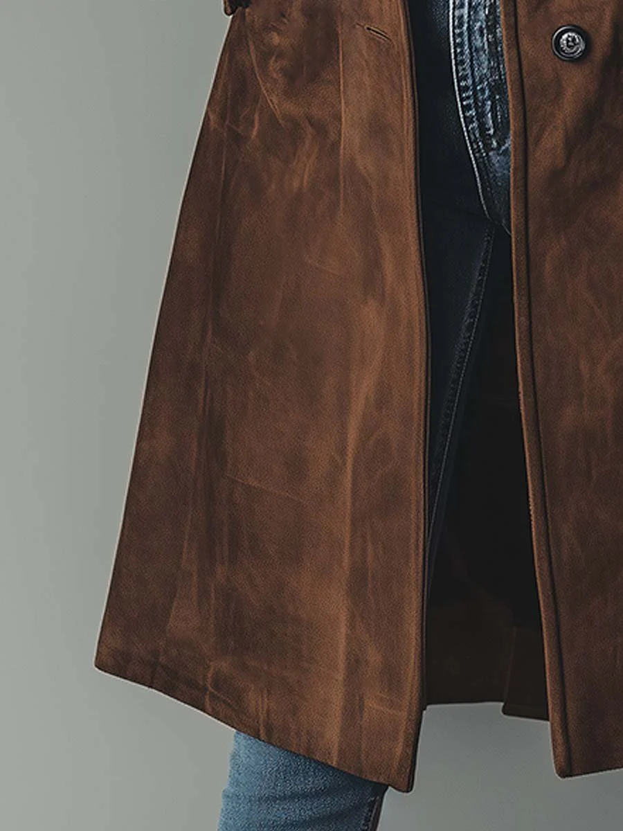 Dames Trench Coat Vintage Look met Reverskraag en Knoopsluiting