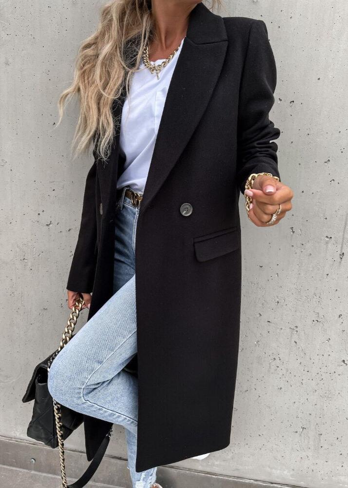 Dames Trenchcoat Winterjas Lang met Getailleerde Pasvorm