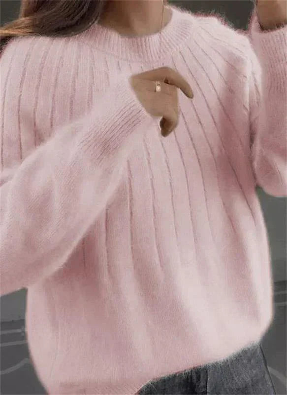 Dames Trui met Lange Mouwen en Elegante Pasvorm Roze