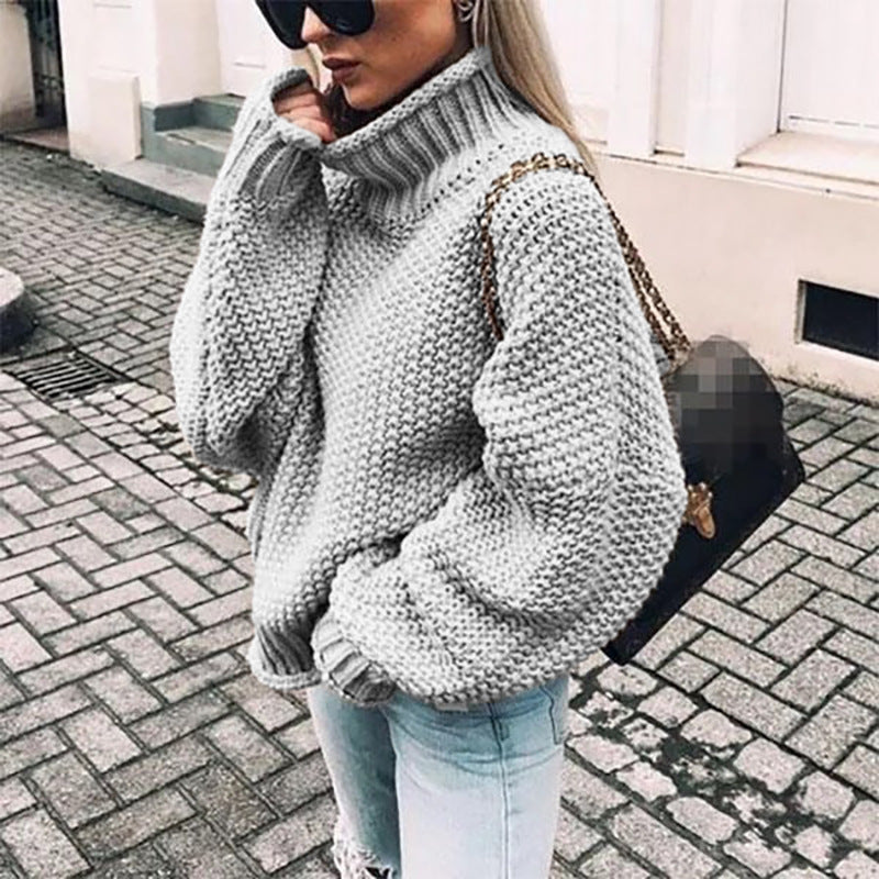 Dames Trui met Warme Voering en Casual Winterlook Grijs