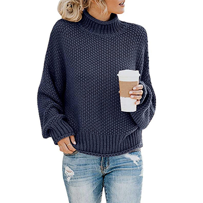 Dames Trui met Warme Voering en Casual Winterlook Marineblauw
