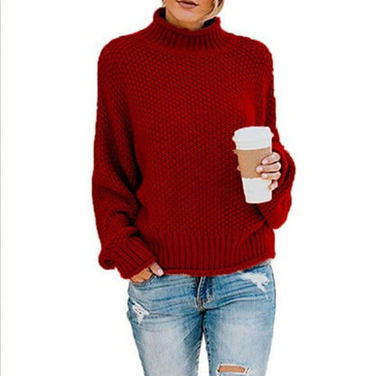 Dames Trui met Warme Voering en Casual Winterlook Rood