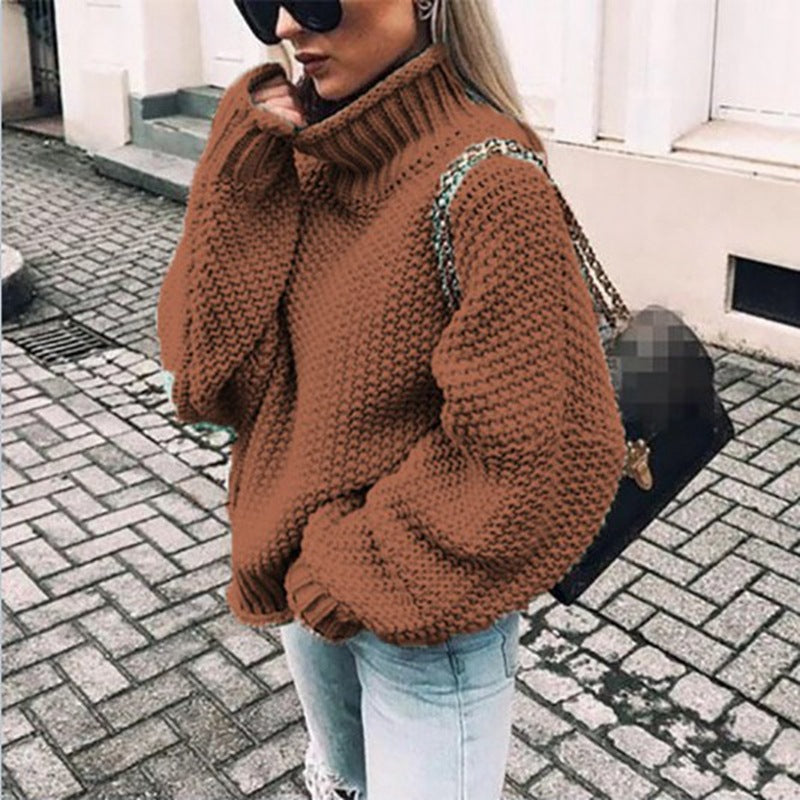 Dames Trui met Warme Voering en Casual Winterlook Bruin