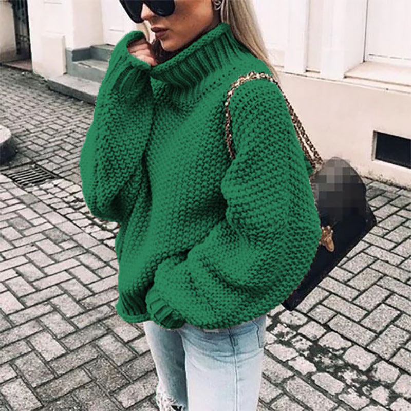 Dames Trui met Warme Voering en Casual Winterlook Groen