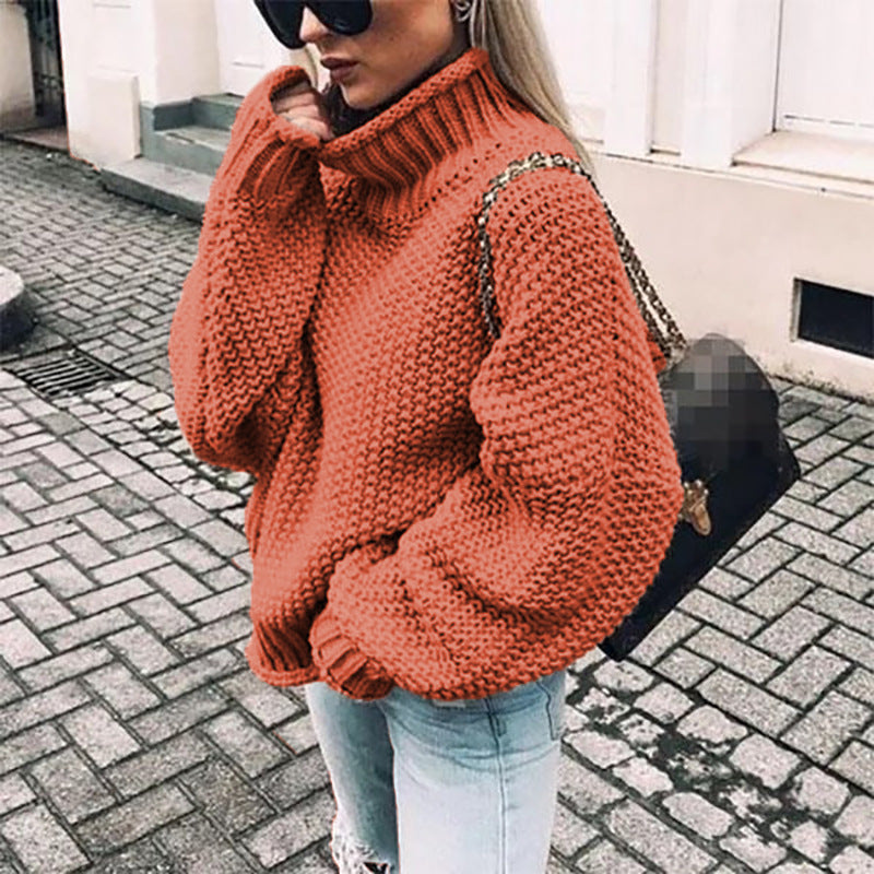 Dames Trui met Warme Voering en Casual Winterlook Oranje
