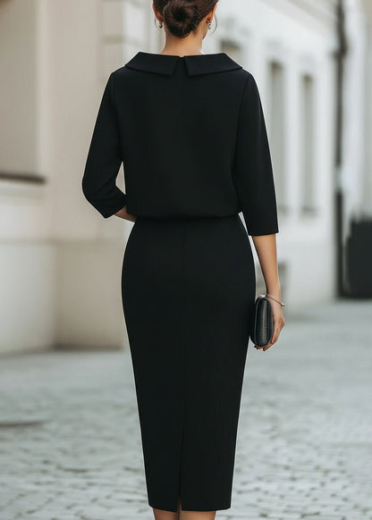 Dames Tweedelig Set met Boothals Top en Midi Rok Driekwart Mouw