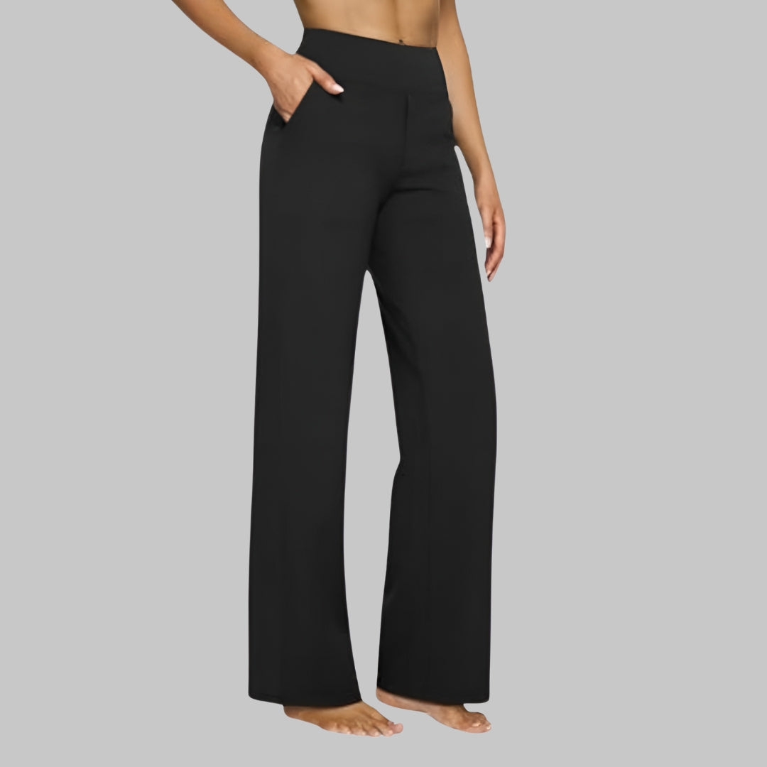 Dames Wide-leg Broek met Hoge Taille en Zijzakken