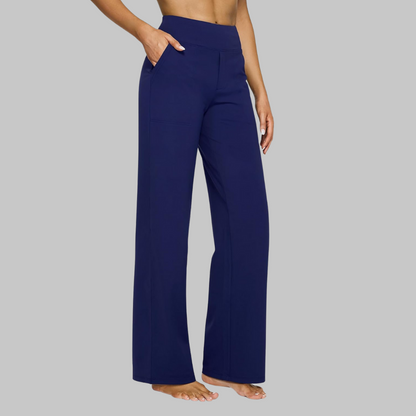 Dames Wide-leg Broek met Hoge Taille en Zijzakken