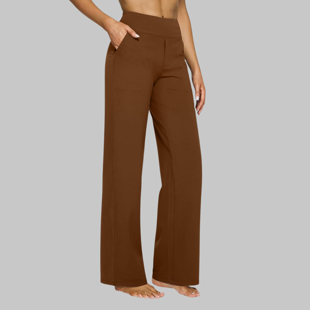 Dames Wide-leg Broek met Hoge Taille en Zijzakken