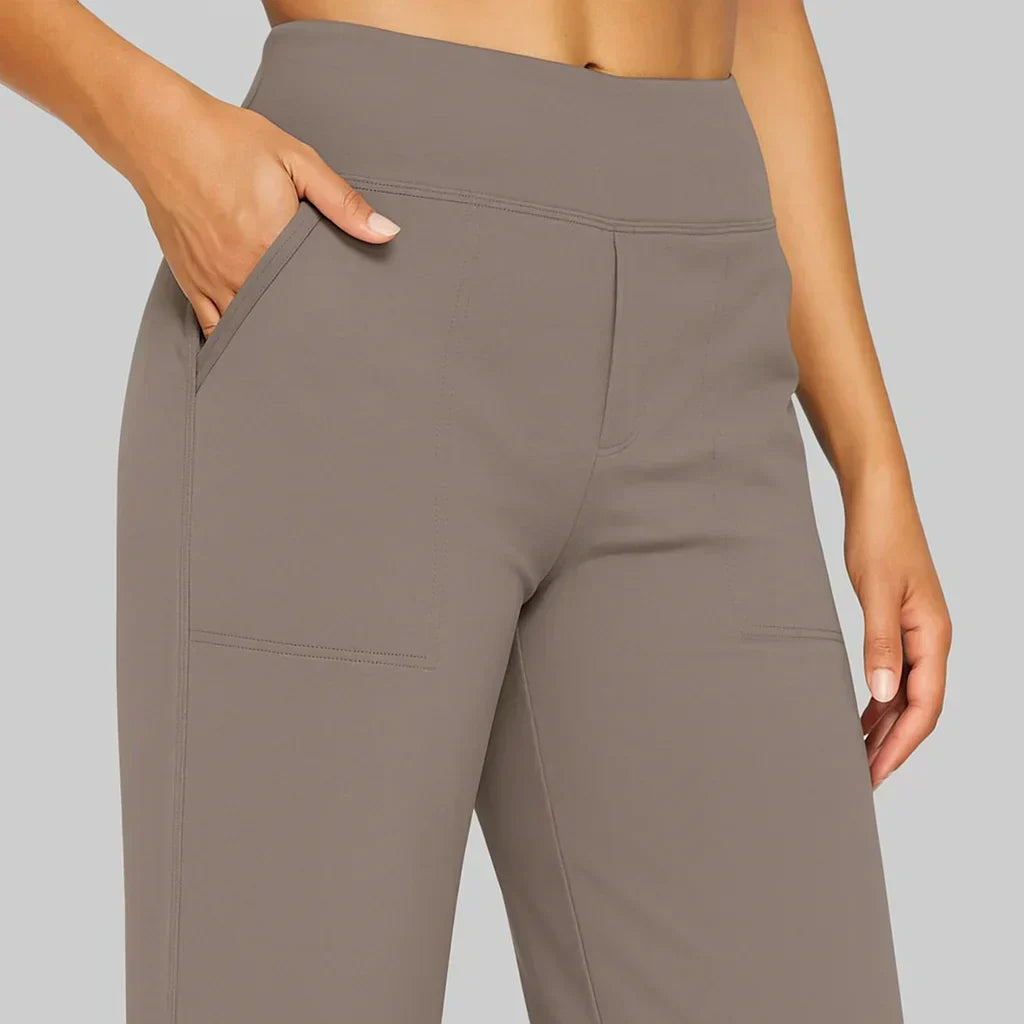 Dames Wide-leg Broek met Hoge Taille en Zijzakken