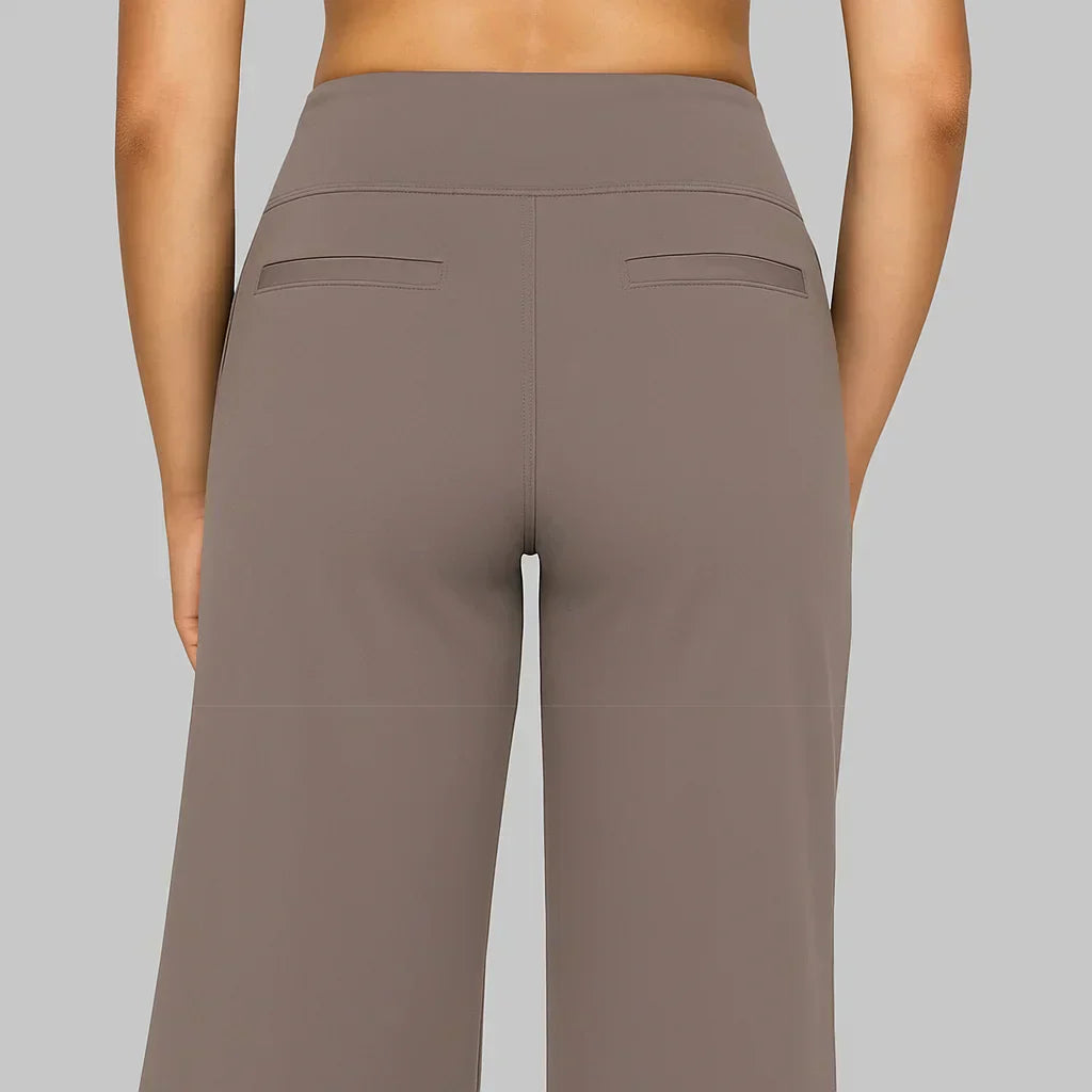 Dames Wide-leg Broek met Hoge Taille en Zijzakken