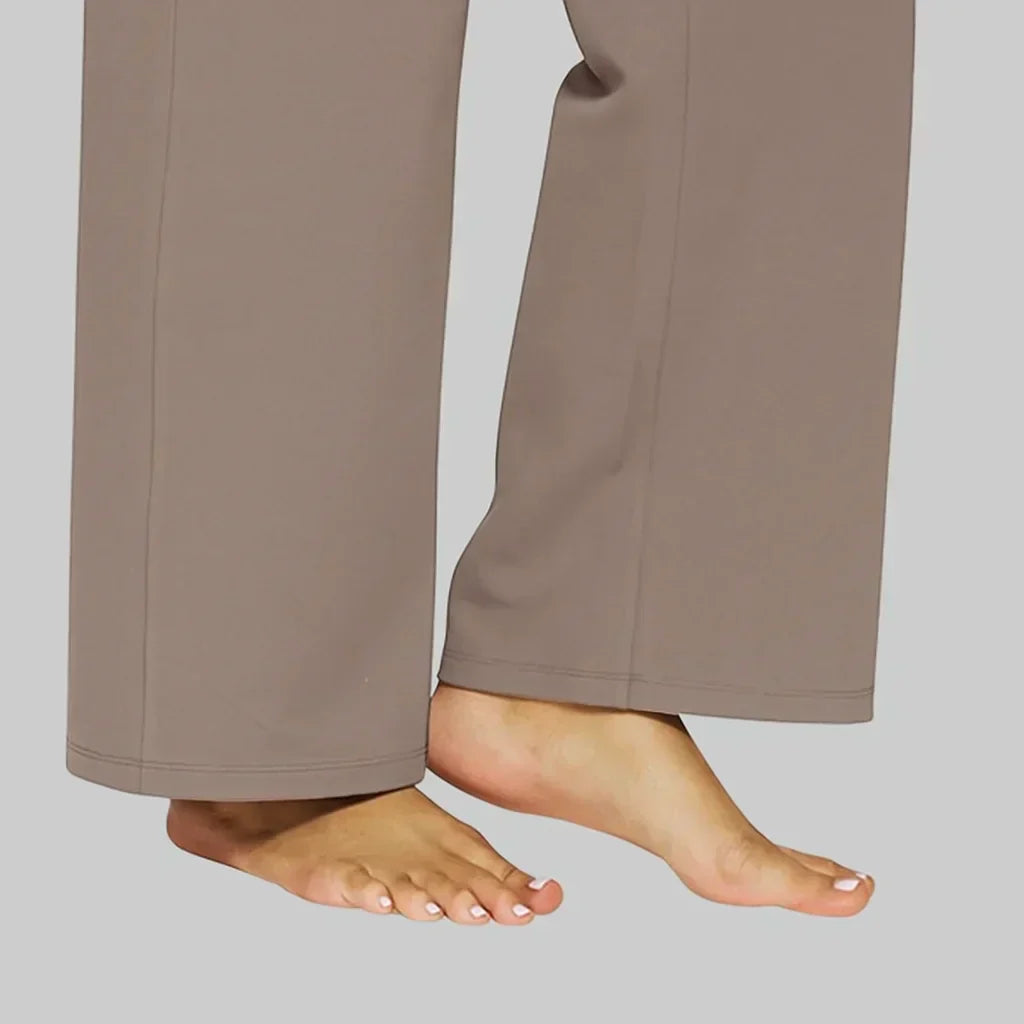 Dames Wide-leg Broek met Hoge Taille en Zijzakken