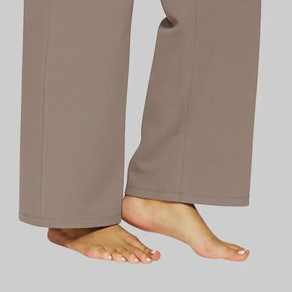 Dames Wide-leg Broek met Hoge Taille en Zijzakken