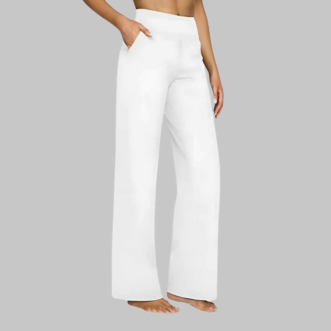 Dames Wide-leg Broek met Hoge Taille en Zijzakken