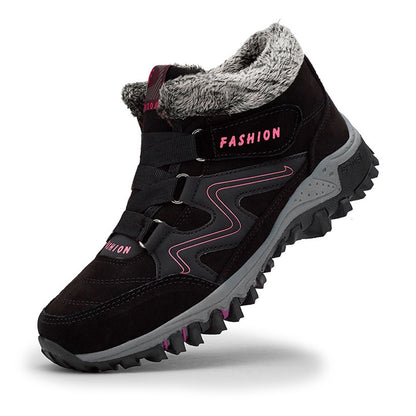 Dames Winter Enkellaarzen met Gripzolen Zwart Rood