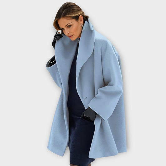Dames Winterjas met Oversized Revers en Knoopsluiting
