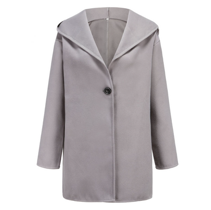 Dames Winterjas met Oversized Revers en Knoopsluiting
