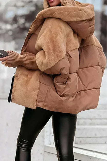 Dames Winterjas Oversized met Capuchon en Lange Mouwen