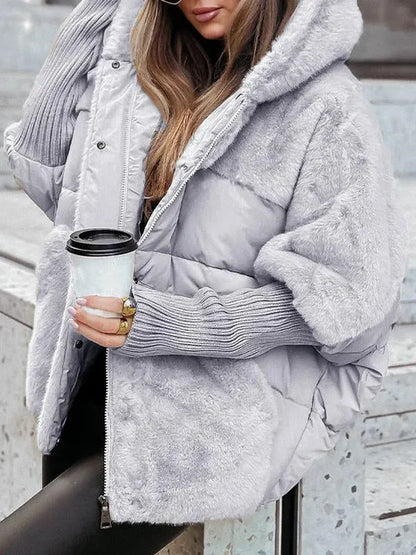 Dames Winterjas Oversized met Capuchon en Lange Mouwen Grijs