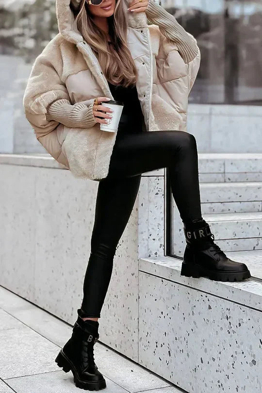 Dames Winterjas Oversized met Capuchon en Lange Mouwen
