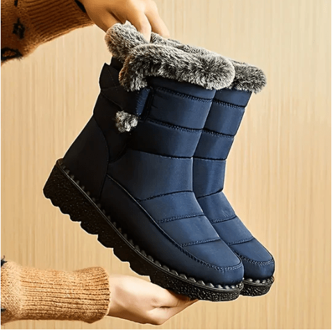 Dames Winterlaarzen met Waterdichte Bescherming en Antislip Zool Donkerblauw