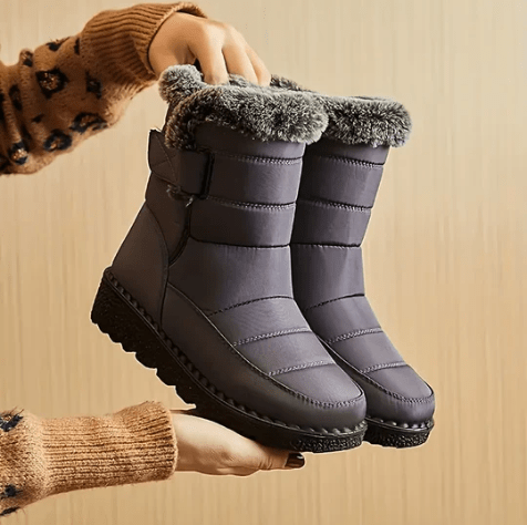 Dames Winterlaarzen met Waterdichte Bescherming en Antislip Zool Grijs