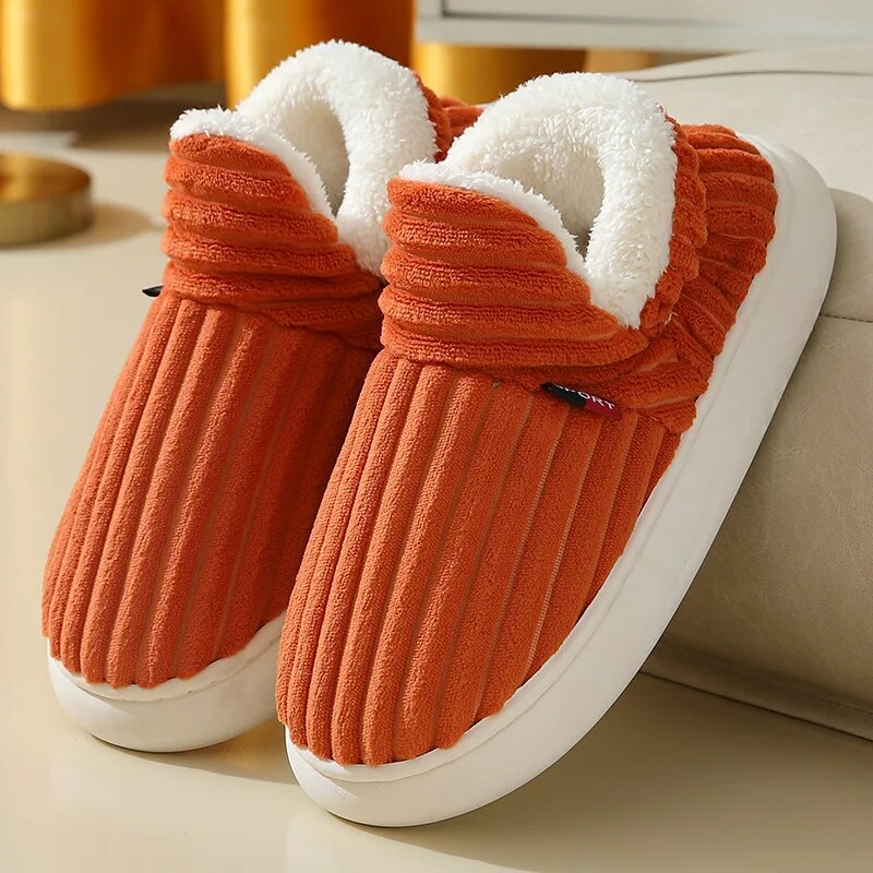 Dames Zachte Pantoffels met Fleece Voering Oranje