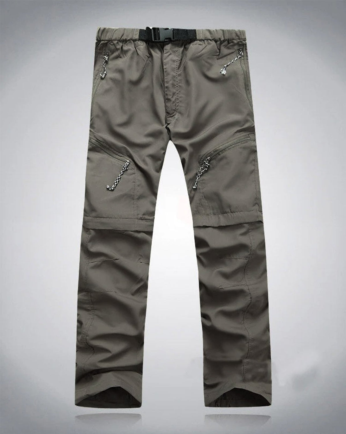 Heren Afritsbroek Converteerbaar met Elastische Taille en Ritsen boven de Knie Khaki