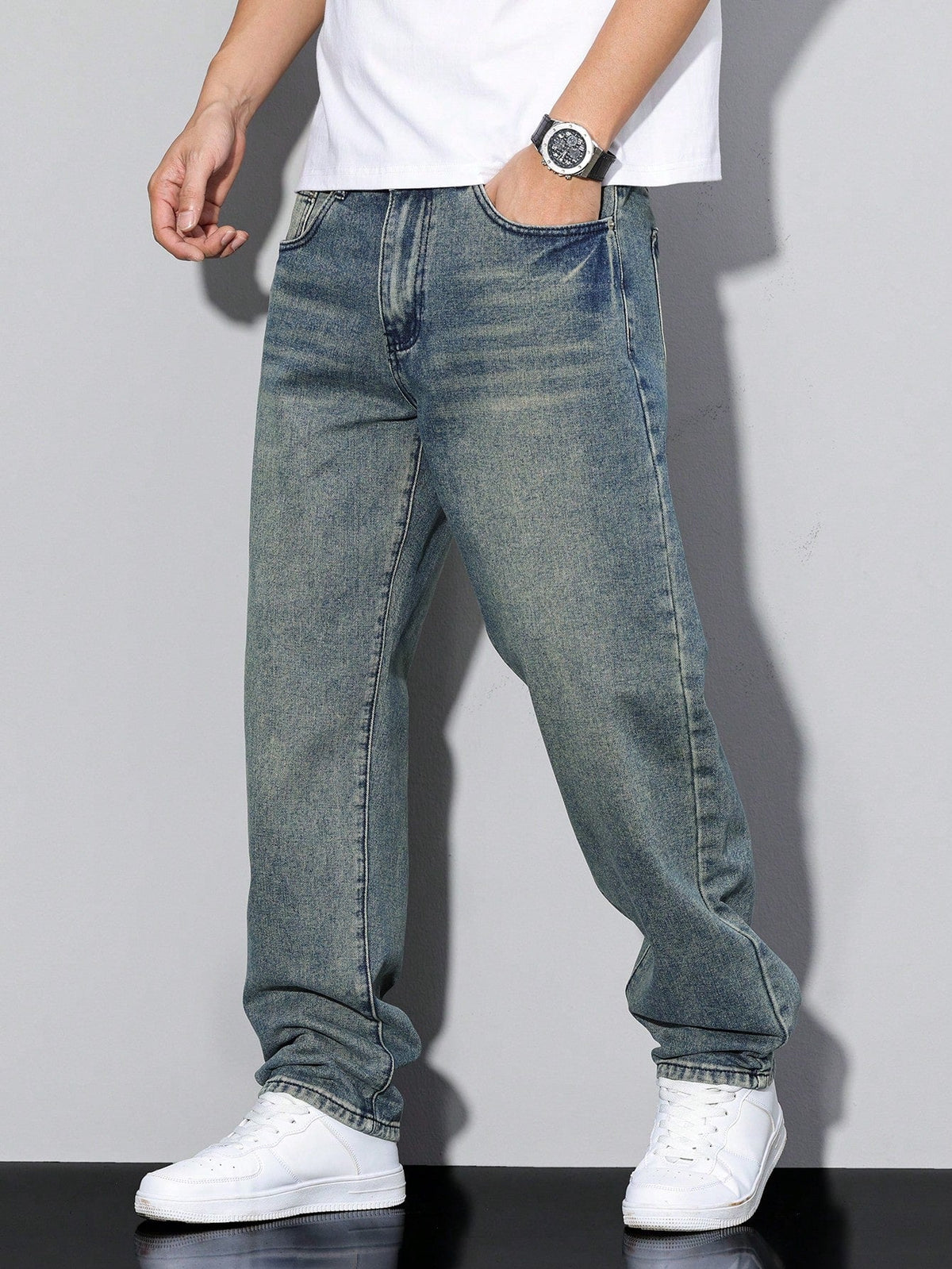 Heren Baggy Jeans met Losse Fit en Zijzakken
