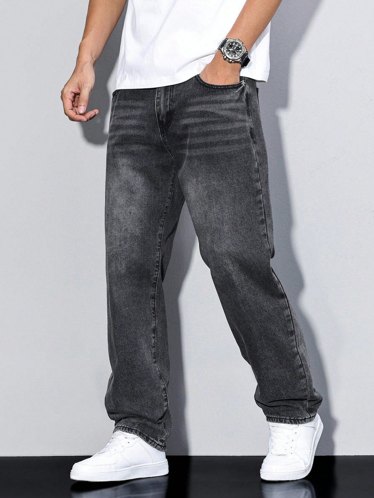 Heren Baggy Jeans met Losse Fit en Zijzakken