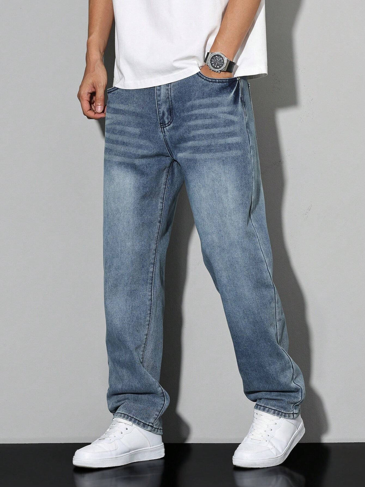 Heren Baggy Jeans met Losse Fit en Zijzakken