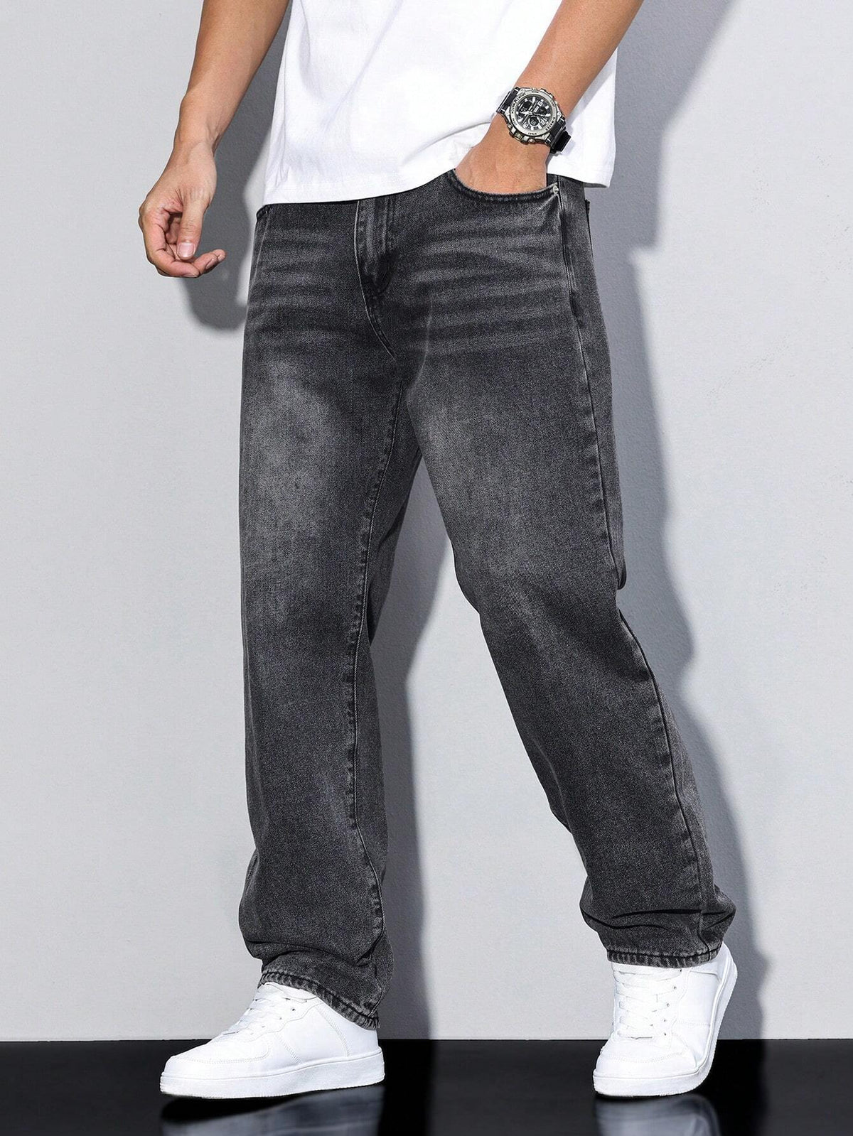 Heren Baggy Jeans met Losse Fit en Zijzakken