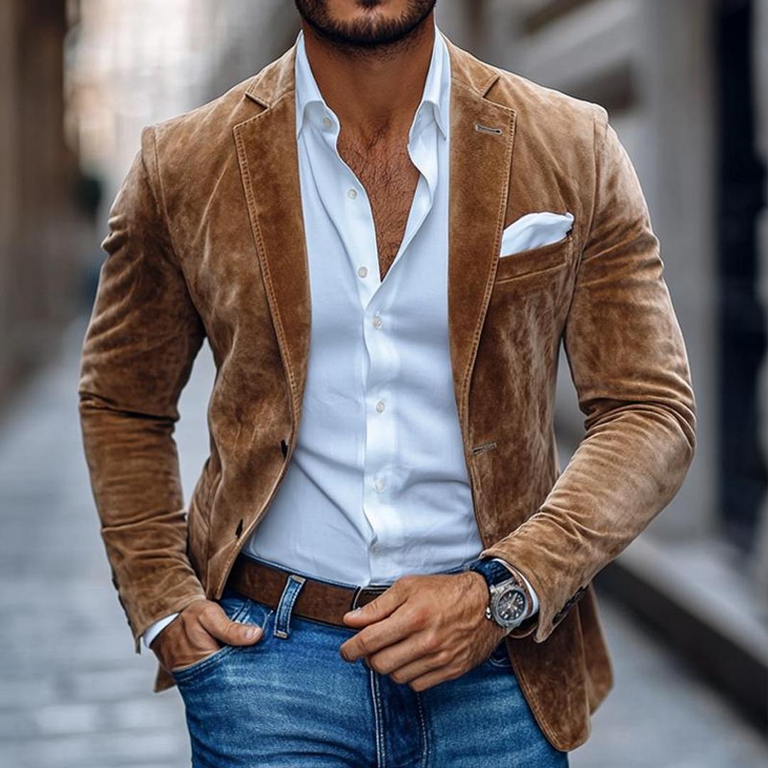 Heren Blazer met Notch Revers en Twee Knopen Slim Fit