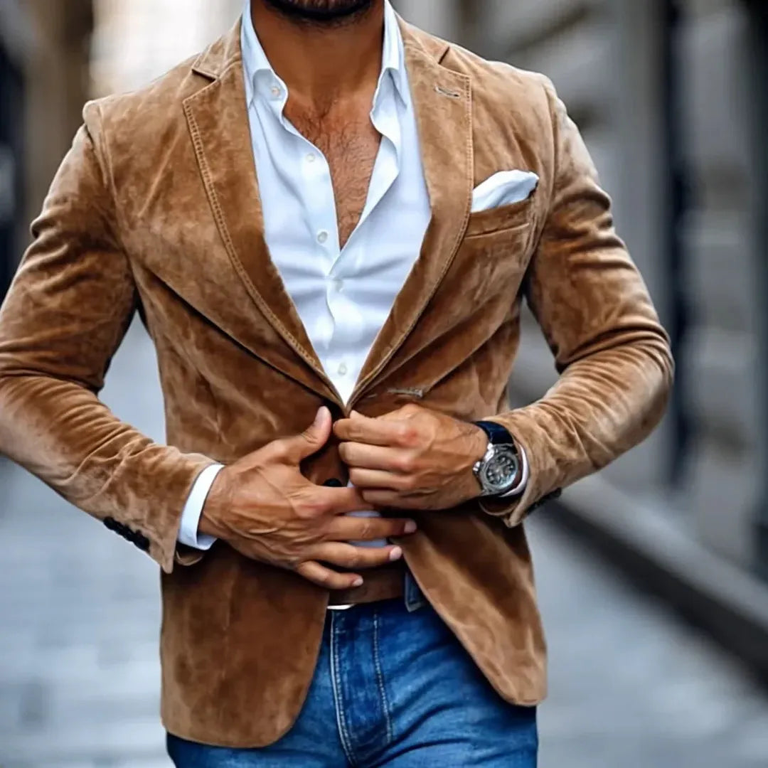 Heren Blazer met Notch Revers en Twee Knopen Slim Fit