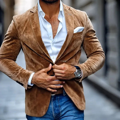 Heren Blazer met Notch Revers en Twee Knopen Slim Fit
