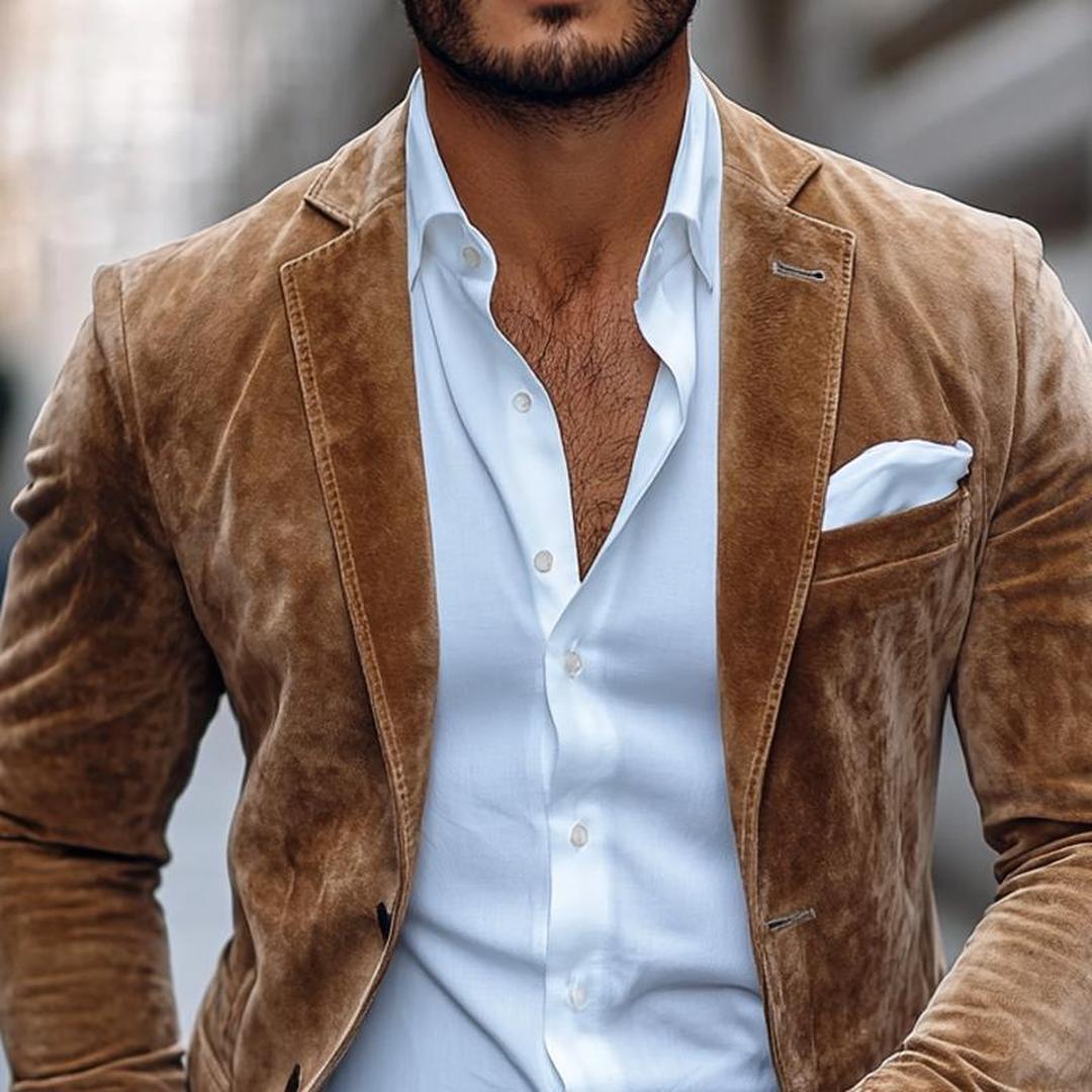 Heren Blazer met Notch Revers en Twee Knopen Slim Fit
