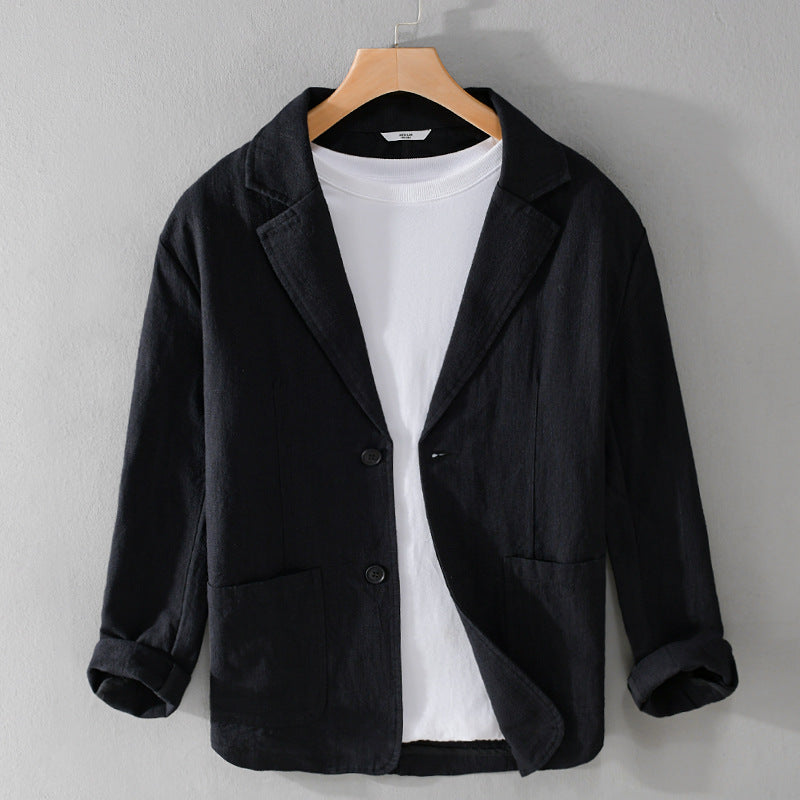 Heren Blazer met Relaxed Fit en Unieke Afwerking Zwart