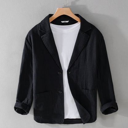 Heren Blazer met Relaxed Fit en Unieke Afwerking Zwart