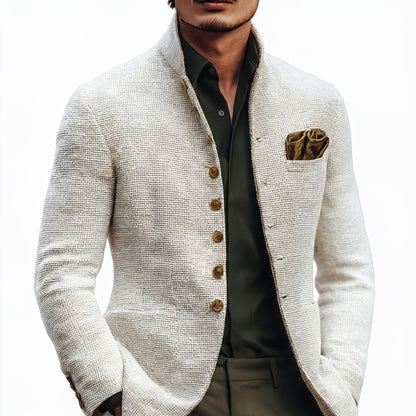 Heren Blazer met Staande Kraag en Knoopsluiting