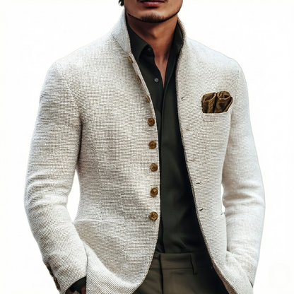 Heren Blazer met Staande Kraag en Knoopsluiting