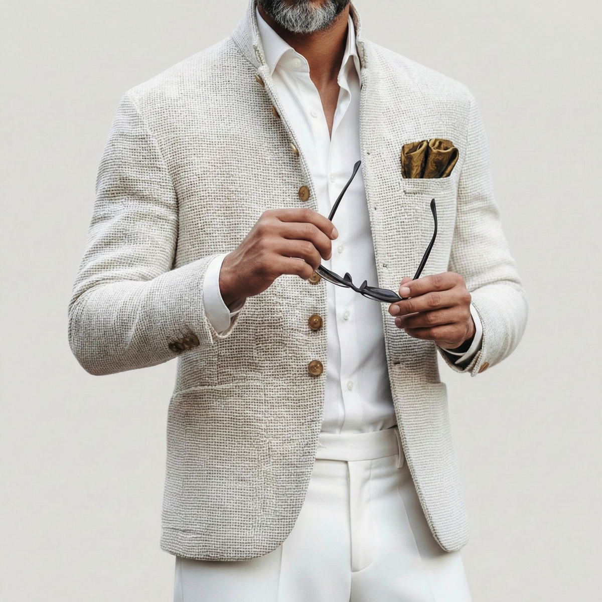 Heren Blazer met Staande Kraag en Knoopsluiting