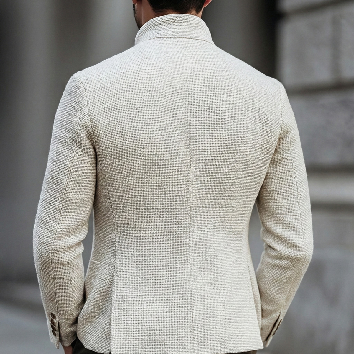 Heren Blazer met Staande Kraag en Knoopsluiting