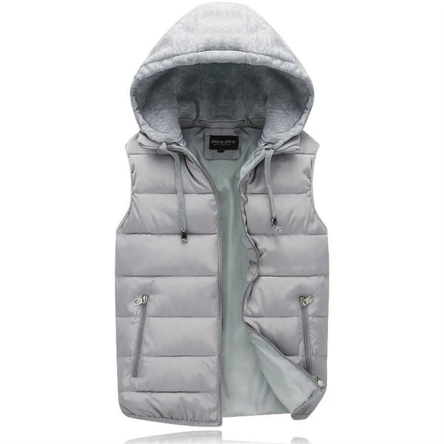 Heren Bodywarmer met Capuchon Gewatteerd Lichtgrijs